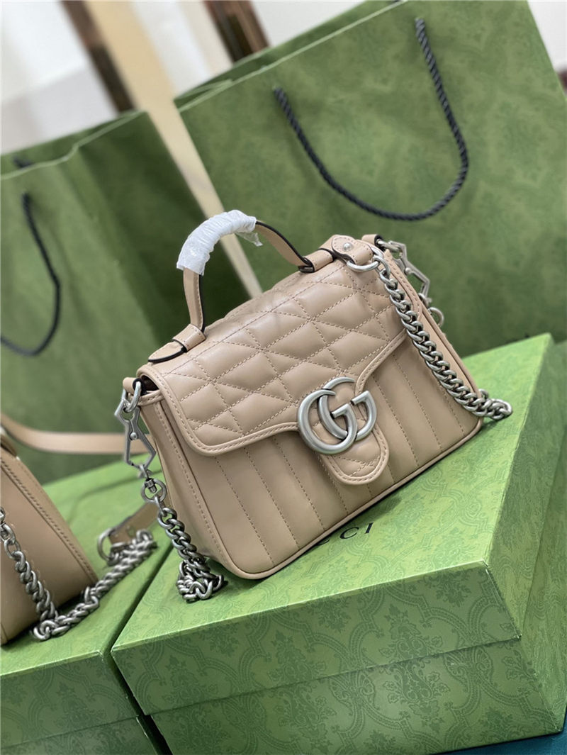 GG Marmont mini top handle bag New 583571 Milk Tea High