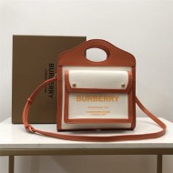 Mini Two-tone Canvas and Leather Pocket Bag Orange High