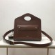 Small Topstitched Leather Pocket Tote Brown High