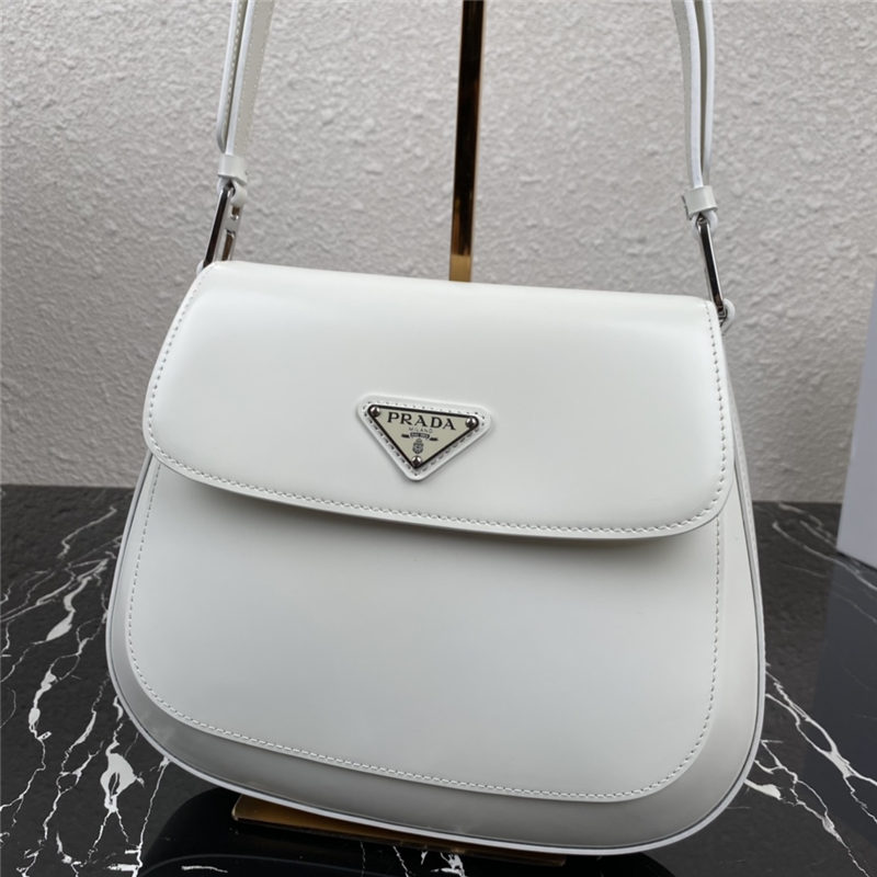 Prada Cleo brushed leather shoulder bag 1BD303 White High