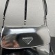 Prada Cleo brushed leather shoulder bag 1BD303 Silver High