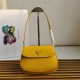 Prada Cleo brushed leather shoulder bag 1BD311 with flap Yellow High