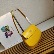 Prada Cleo brushed leather shoulder bag 1BD311 with flap Yellow High