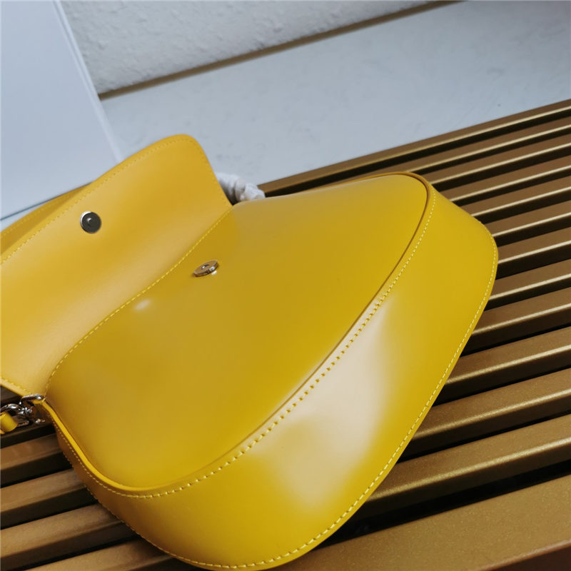 Prada Cleo brushed leather shoulder bag 1BD311 with flap Yellow High