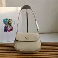 Prada Cleo brushed leather shoulder bag 1BD311 with flap Beige High