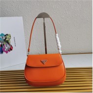 Prada Cleo brushed leather shoulder bag 1BD311 with flap Orange High