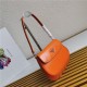 Prada Cleo brushed leather shoulder bag 1BD311 with flap Orange High