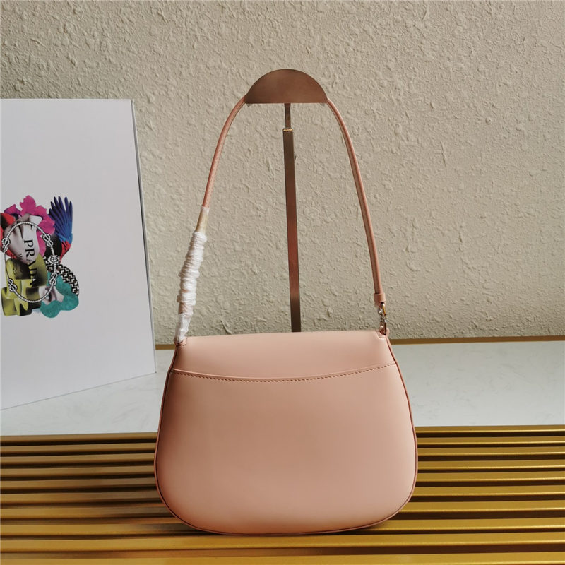 Prada Cleo brushed leather shoulder bag 1BD311 with flap Pink High