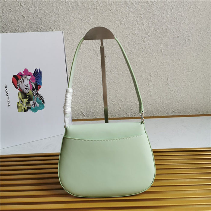 Prada Cleo brushed leather shoulder bag 1BD311 with flap Green High