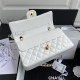 Medium CLASSIC HANDBAG Lambskin White Gold Metal A