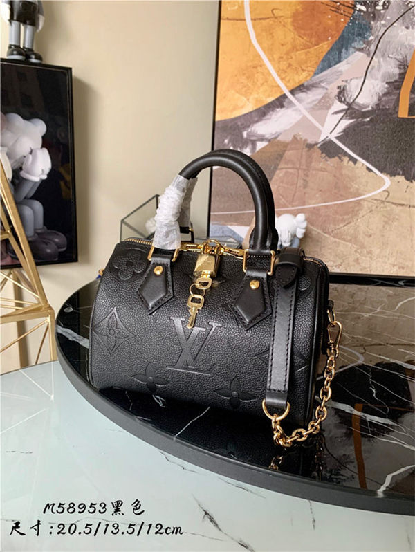 Louis Vuitton SPEEDY BANDOULIÈRE 20 Embossed grained cowhide leather M58953 Black High