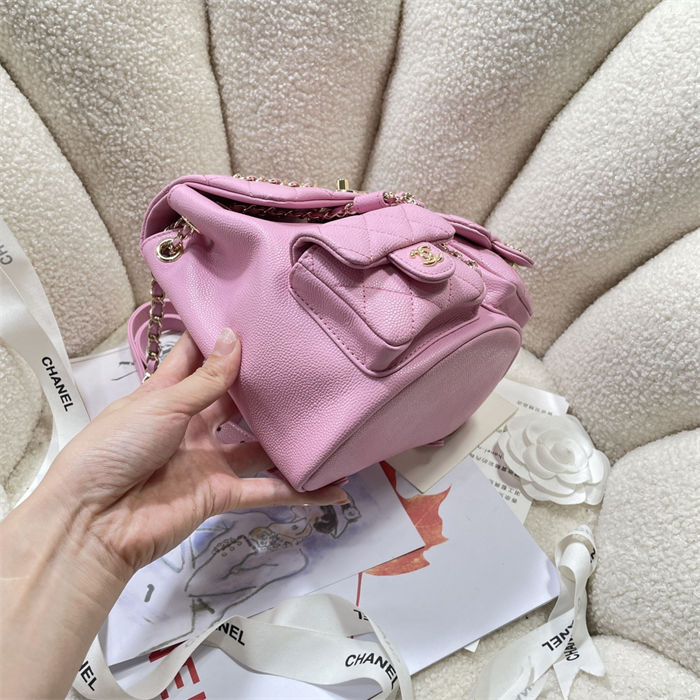 Chanel BACKPACK AS3860 Grained Shiny Calfskin & Gold-Tone Metal Pink A