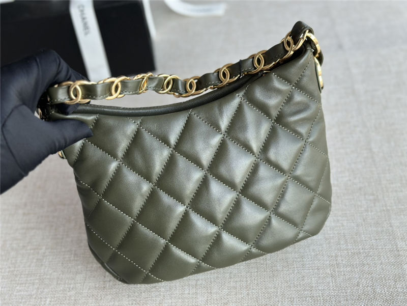 HOBO HANDBAG AS3562 Lambskin & Gold-Tone Metal Green High