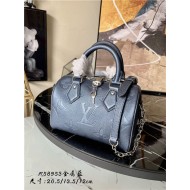 Louis Vuitton SPEEDY BANDOULIÈRE 20 Embossed grained cowhide leather M58953 Navy Nacre High