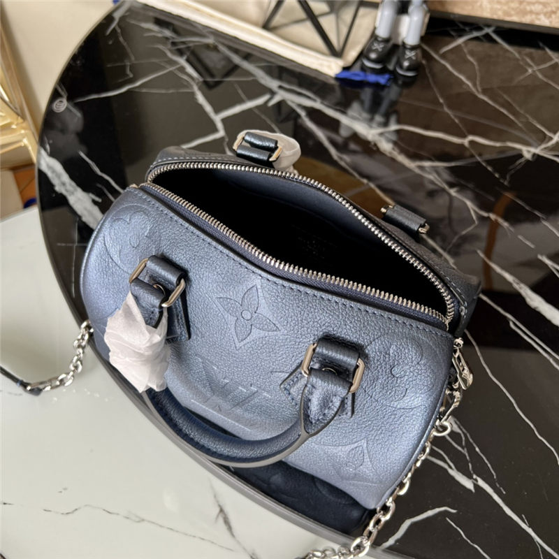 Louis Vuitton SPEEDY BANDOULIÈRE 20 Embossed grained cowhide leather M58953 Navy Nacre High