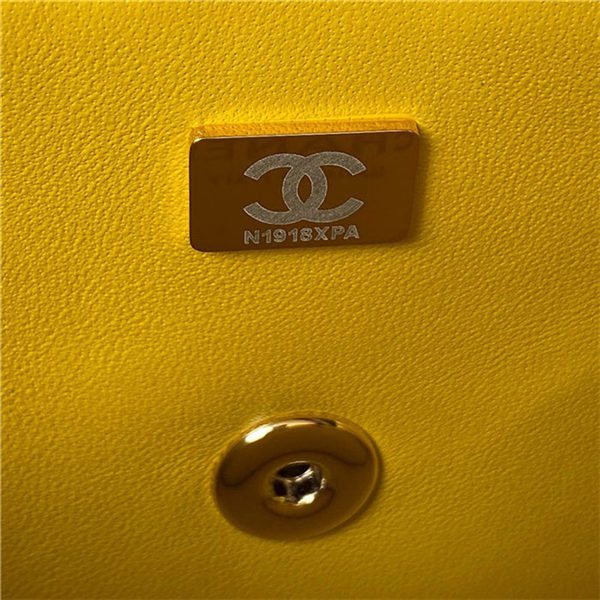 Chanel SMALL FLAP BAG With Top Diamond Handle Lambskin & Gold-Tone Metal AS4141 Yellow A