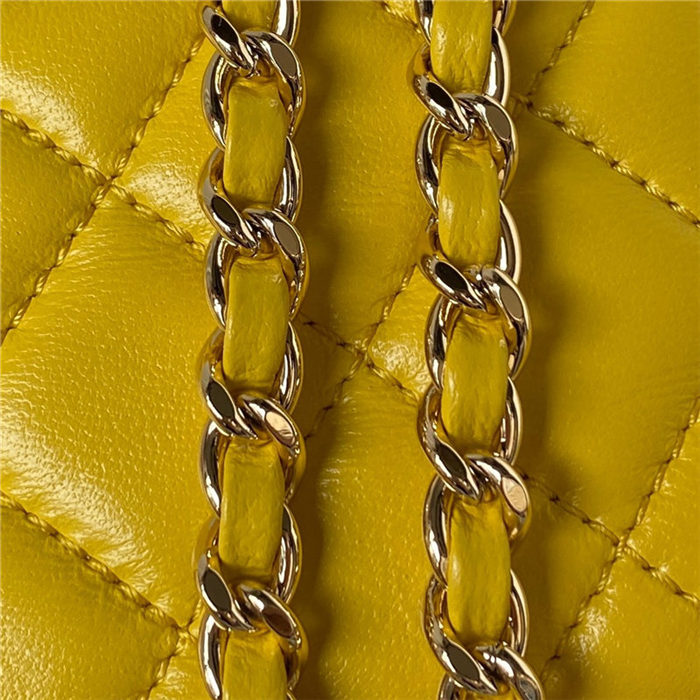 Chanel SMALL FLAP BAG With Top Diamond Handle Lambskin & Gold-Tone Metal AS4141 Yellow A