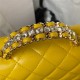 Chanel SMALL FLAP BAG With Top Diamond Handle Lambskin & Gold-Tone Metal AS4141 Yellow A