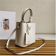 Small Saffiano Leather Prada Panier Bag White High