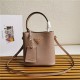 Small Saffiano Leather Prada Panier Bag Taupe High