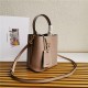 Small Saffiano Leather Prada Panier Bag Taupe High