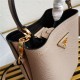 Small Saffiano Leather Prada Panier Bag Taupe High