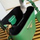 Small Saffiano Leather Prada Panier Bag Green High