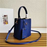 Small Saffiano Leather Prada Panier Bag Royal Blue High