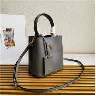 Small Saffiano Leather Prada Panier Bag Grey High