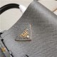 Small Saffiano Leather Prada Panier Bag Grey High