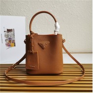 Small Saffiano Leather Prada Panier Bag Tan High