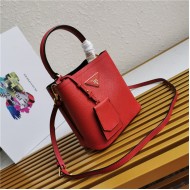 Small Saffiano Leather Prada Panier Bag Red High