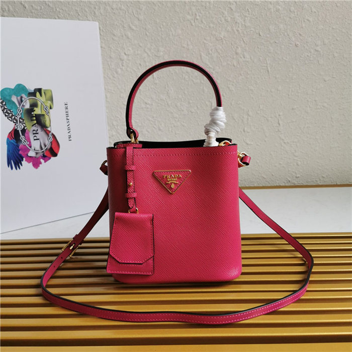 Small Saffiano Leather Prada Panier Bag Fuchsia High