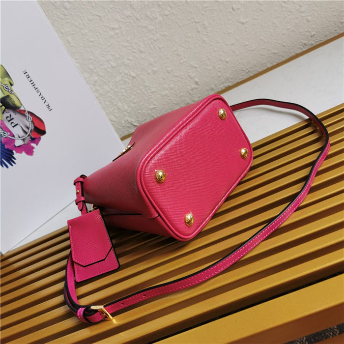 Small Saffiano Leather Prada Panier Bag Fuchsia High