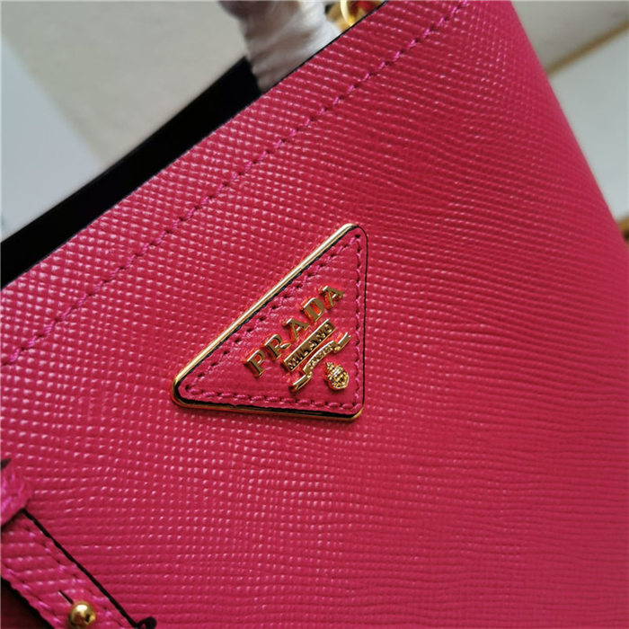 Small Saffiano Leather Prada Panier Bag Fuchsia High