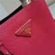 Small Saffiano Leather Prada Panier Bag Fuchsia High