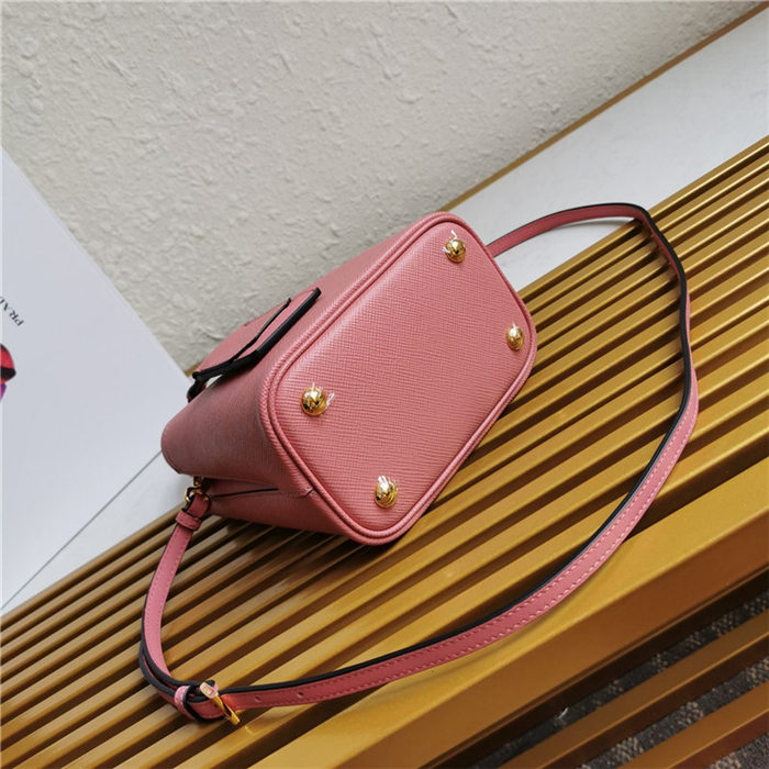 Small Saffiano Leather Prada Panier Bag Pink-II High