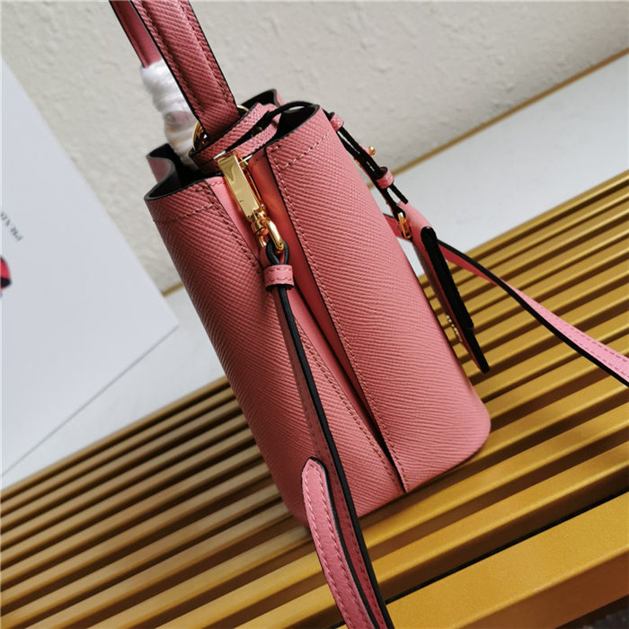 Small Saffiano Leather Prada Panier Bag Pink-II High