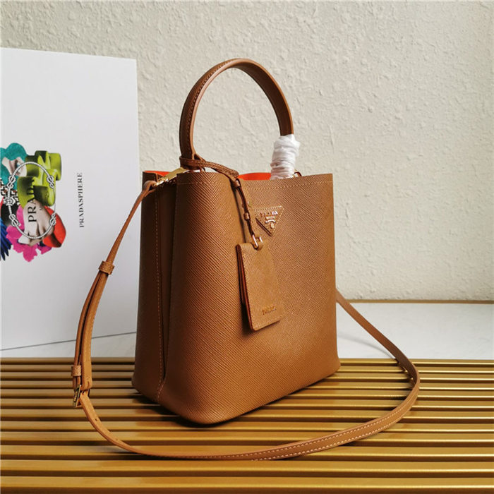 Medium Saffiano Leather Prada Panier Bag Tan High