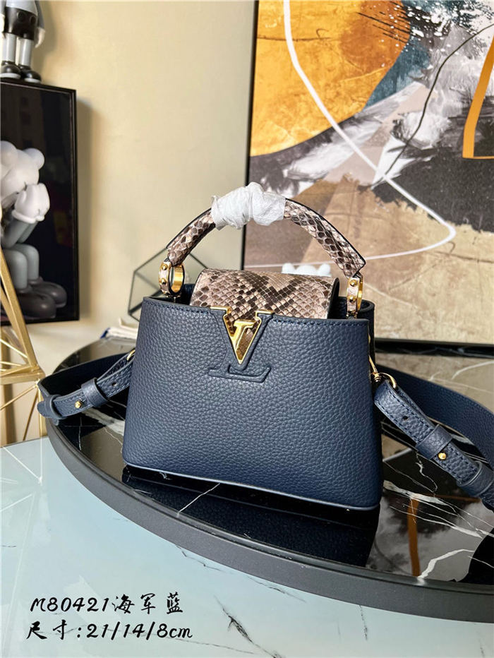 Louis Vuitton CAPUCINES MINI Taurillon Navy M80421 High