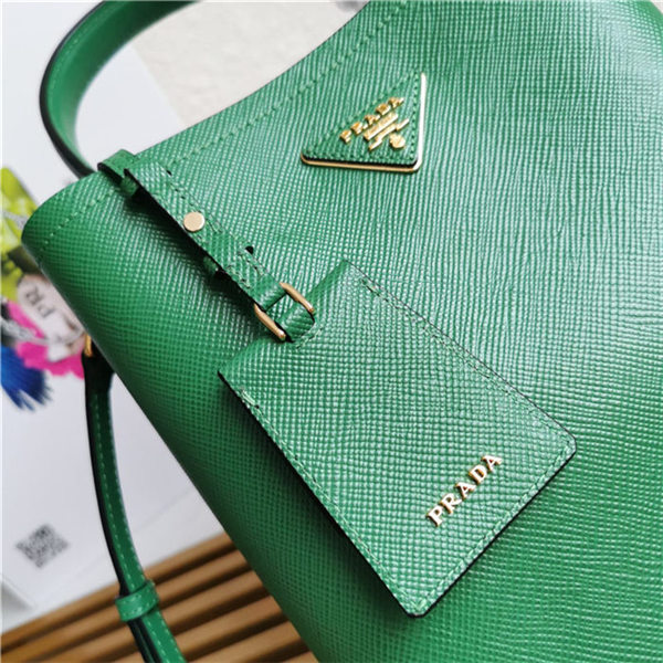 Medium Saffiano Leather Prada Panier Bag Green High