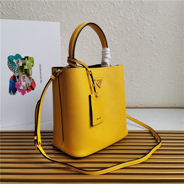 Medium Saffiano Leather Prada Panier Bag Yellow High