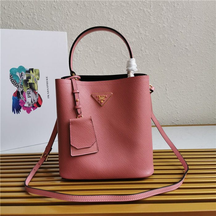 Medium Saffiano Leather Prada Panier Bag Pink-II High