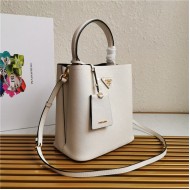 Medium Saffiano Leather Prada Panier Bag White High