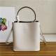 Medium Saffiano Leather Prada Panier Bag White High