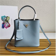 Medium Saffiano Leather Prada Panier Bag Blue High