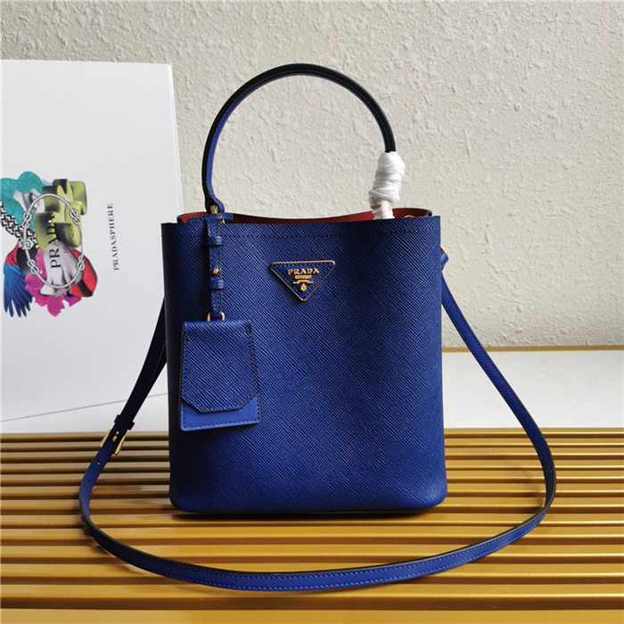 Medium Saffiano Leather Prada Panier Bag Royal Blue High