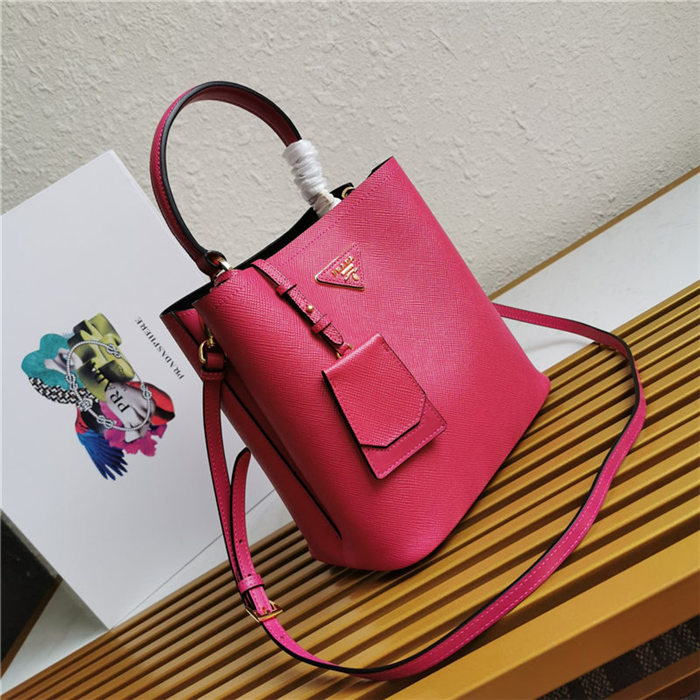 Medium Saffiano Leather Prada Panier Bag Fuchsia High