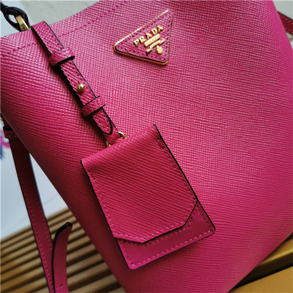 Medium Saffiano Leather Prada Panier Bag Fuchsia High