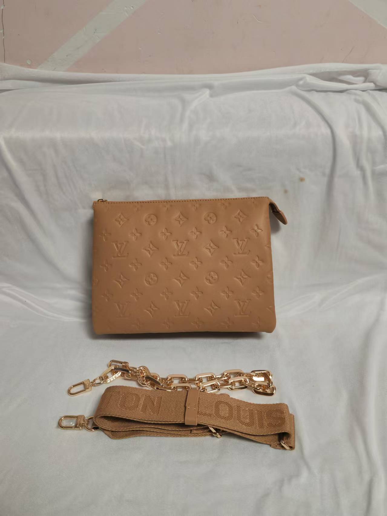 Louis Vuitton COUSSIN PM Monogram-embossed puffy lambskin Khaki M57790 High